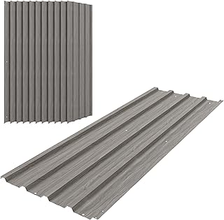 Outsunny Lot de 12 panneaux en acier galvanisé Résistant aux Intempéries, effet bois gris clair, dim. d