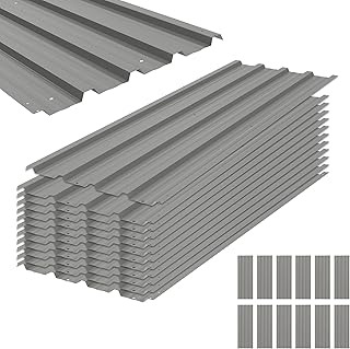 Outsunny Lot de 12 Panneaux en Acier galvanisé Résistant aux Intempéries, Gris Clair, dim. d