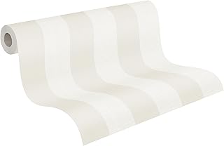 A.S. Création Papier peint intissé - Tapisserie à rayures en beige et blanc - Papier peint pour différentes pièces - 10,05 m x 0,53 m