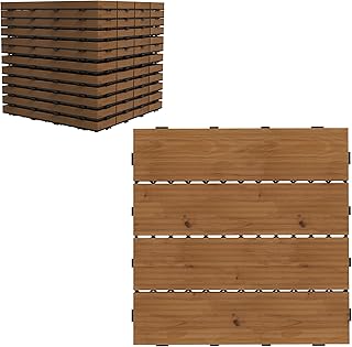 Outsunny Dalles terrasse - caillebotis - Lot de 12 pcs, Surface Max. 1,08 m²- emboîtables, Installation très Simple, dim. 30 x 30 cm