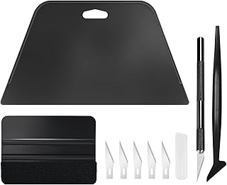 EHDIS Kit Covering, Kit Pose Papier Peint, Outils de Film pour Papier Peint, Fenêtre Voiture, Carrelage Vinyle, avec 2 pièces Raclette Film, Scalpel et des Lames, Mini Raclette