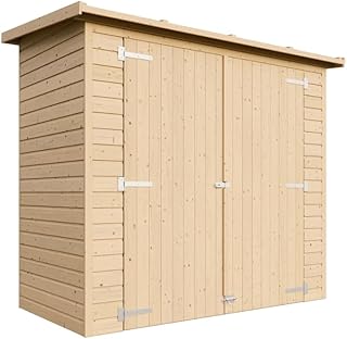 Abri à Outils en Bois Naturel - Stockage extérieur sans fenêtres H194x123x223 cm/2,1 m² Hangar en Bois Naturel - Atelier Rangement Outils - TIMBELA M348