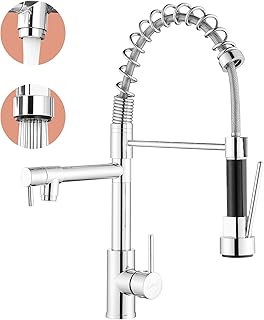 Robinet de cuisine - Robinetterie de cuisine avec douchette extractible, pivotant à 360°, mitigeur haute pression pour cuisine, robinet d