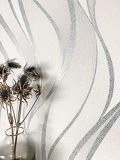 NEWROOM Papier peint Blanc Vague Intissé - Rayures Gris Argent Ligne Texture Moderne