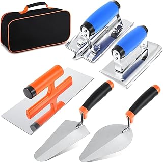 Suoumwa Outils en Béton Set 6pcs Hand Masonry Tools For Ciment With Edger, Groover Finishing, Poigning Beginner Kit