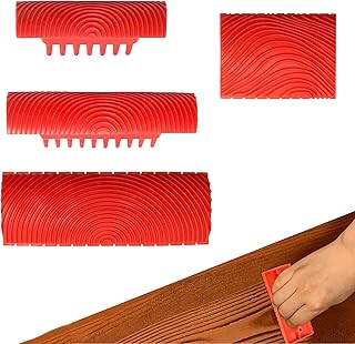 Outil de Grain de Bois de Caoutchouc, Outil de Peinture à la Colle pour Bois 4 Pièces, Décoration Murale DIY, Peinture Décoration Meubles, pour le Gaufrage de Meubles en Bois Peinture Murale DIY