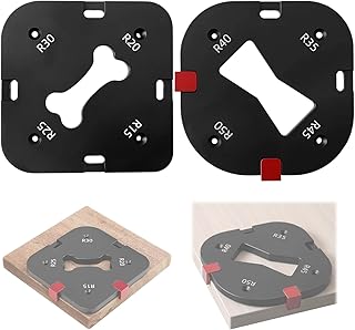 2 Pièces Gabarit Defonceuse a Bois, Différents Rayons (R15-R50), avec Coussinets de Protection et Blocs de Positionnement Amovibles, aux Projets de Menuiserie, et de Fabrication de Meubles (Noir)