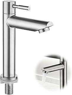 Robinet Salle Bain Acier Inoxydable Mélangeur Eau Froide Monotrou Lavabo Meuble Lavabo Moderne Design Brossé Installation Facile Robinetterie Durable pour Salle de Bain