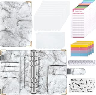Classeur Budget A6, 30Pcs Classeur Budget Set, Porte Documents avec Pochettes Transparentes Zippées Dossier, pour Économiser de l