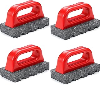 Wenqik Lot de 4 outils de maçonnerie avec poignée pour béton, grain 20, outil de lissage, nettoyage et retrait des marques (rouge)