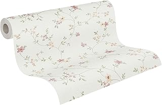 A.S. Création Papier peint intissé - Tapisserie papier peint florale en couleurs variées, vert et crème - Papier peint pour différentes pièces -de 10,05 m x 0,53 m