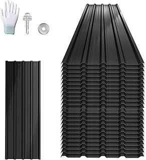 UISEBRT Lot de 24 tôles ondulées pour toiture en acier galvanisé 129,5x45 cm, tôle trapézoïdale profilée 14 m², galvanisée, tôles de toiture résistantes aux intempéries pour garage, abris de jardin