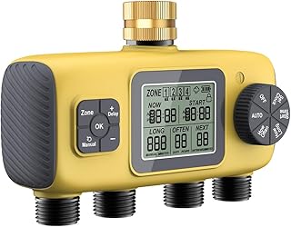 Programmateur 4 Voies Connecté, Arrosage Automatique Étanche IPX5, Goutte Pelouse Jardin Piscine