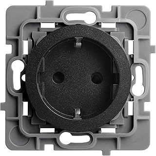 DEBFLEX - Casual Evo - Prise Électrique 2P+T Schuko - Prise Murale Type F Norme EN 60884 - Plastique + Support Métal - Installation Encastrée - Noire - 48 x 48 x 40 mm