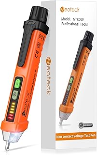 Neoteck Détecteur de Tension Sans Contact 12-1000V, Test de Fil de Phase/Neutre, Buzzer Sonore & Lumineux, Lampe de Poche, AC 50-500Hz, Stylo Testeur de Tension NCV